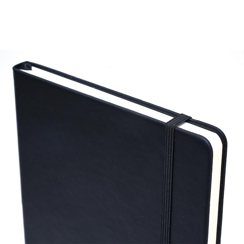 Customized Pu Leather Note Book With Elastic & Pen Holder - Black